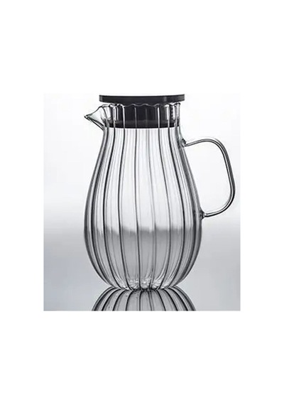 Qerhome Borosilikat Cam Çizgili Sürahi 1800 Ml
