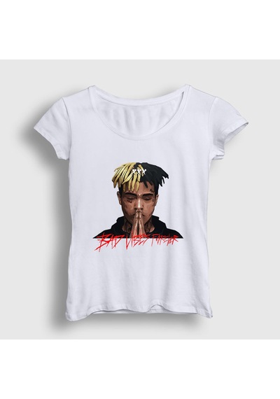 Presmono Kadın Forever Xxxtentacion T-shirt Beyaz