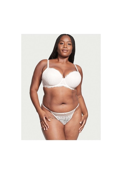 Victoria's Secret File Ve Dantel V-string Külot Hindistan Cevizi Beyazı