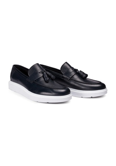 Deery Hakiki Deri Lacivert Comfort Erkek Loafer Lacivert