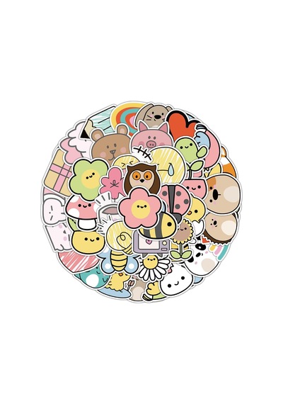 25'li Su Geçirmez Opak Sticker Seri : 19 Çok Renkli