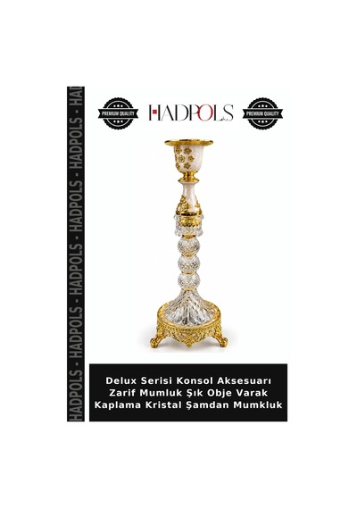 Delux Serisi Konsol Aksesuarı Zarif Mumluk Şık Obje Varak Kaplama Kristal Şamdan Mumkluk