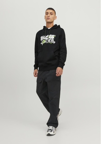 Jack & Jones Logolu Kapüşonlu Sweatshirt - Dust 12240214 Black Lacivert