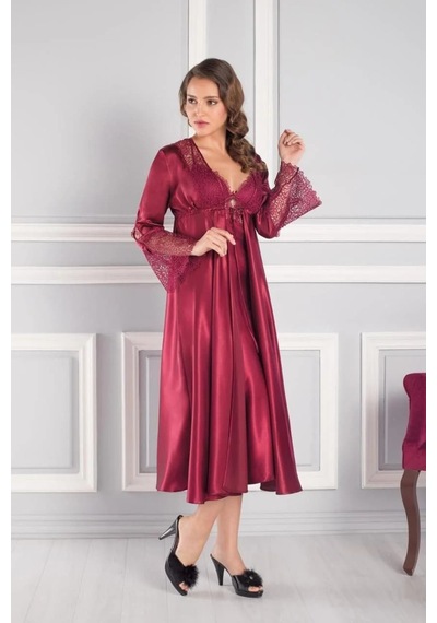 Pierre Cardin 6lı Sabahlık Çeyiz Seti Uzun Bordo