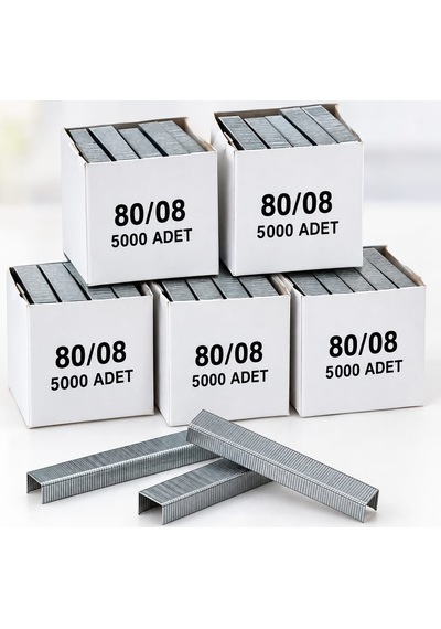 5'li Paket - Ithal 80/08 80 Serisi Havalı Zımba Teli 8 Mm 25.000 Adet