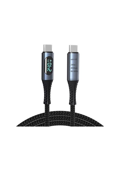 Coverzone 240w Usb 4.0 Kablosu, Led Ekranlı, Tunderbolt 40gbps 8k 60hz Pd Tip C Kablosu, Usb C - Usb C Erkek - Erkek Kablo Kablosu Bilgisayar Type-c Laptop Pad Hub İçin 1 Metre Zr850 Sku: Zeus8690010