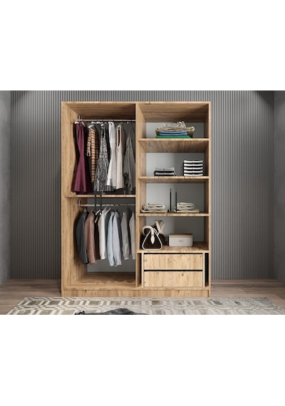 Bevel 4 Kapaklı Gizli Çekmeceli Gardırop Ç 180 Cm - Montaj Dahil