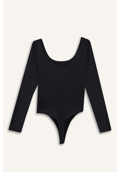 Defacto Kare Yaka Uzun Kollu Çıtçıtlı Body G1403ax25aubk81 Siyah