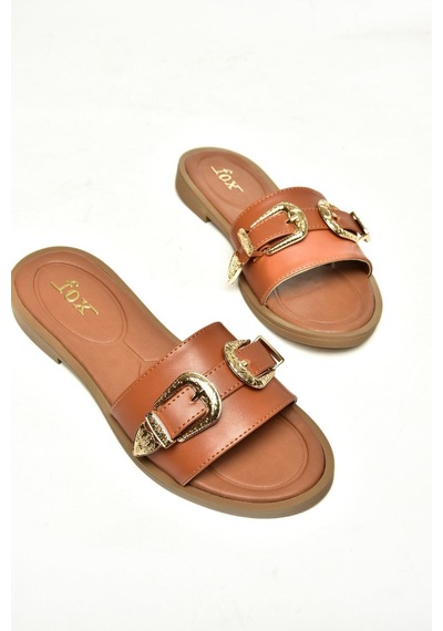 Fox Shoes U250110109 Taba Tokalı Kadın Terlik Taba-suni Deri Taba