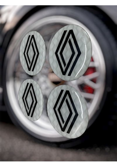 Renault Jant Göbeği Damla Etiket 4 Lü Oto Universal Jant Göbeği 3d Jant Arması Damla Sticker Seti2 Çok Renkli