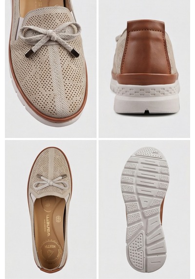 Alesta - Kadın Ortopedik Tabanlı Günlük Loafer Krem Kadın Ayakkabı Rahat Esnek Örgü Dokulu Laze... Alesta - Kadın Ortopedik Tabanlı Günlük Loafer Krem Kadın Ayakkabı Rahat Esnek Örgü Dokulu Laze...