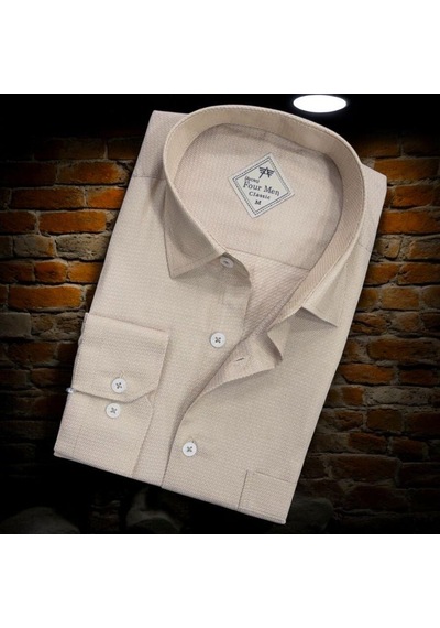 Linen Keten Klasik Uzun Kollu Krem Erkek Gömlek Regular Kalıp -10097 Krem