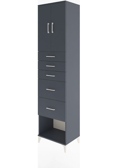 Hyperion Dolap 2 Raflı 5 Çekmeceli 2 Kapaklı 60x44x243 Antrasit-antrasit Antrasit