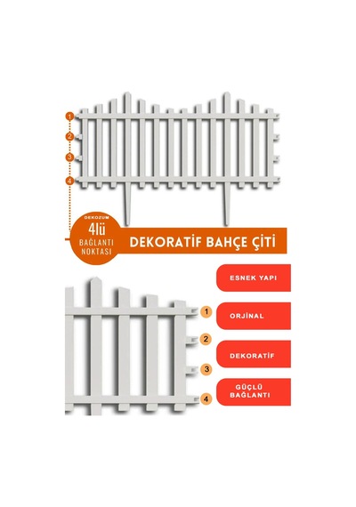 Dekoratif Bahçe Çiti, Plastik Çit, Peyzaj Çiti, Modern Bahçe Çiti 4 Adet 2,36 Metre 39x59cm Beyaz 4 Adet Dekoratif Bahçe Çiti, Plastik Çit, Peyzaj Çiti, Modern Bahçe Çiti 4 Adet 2,36 Metre 39x59cm Beyaz 4 Adet