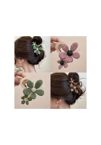 Çiçek Detaylı Büyük Mandal Saç Tokası - Pembe - 922386365 Pembe - 922386365 Pembe