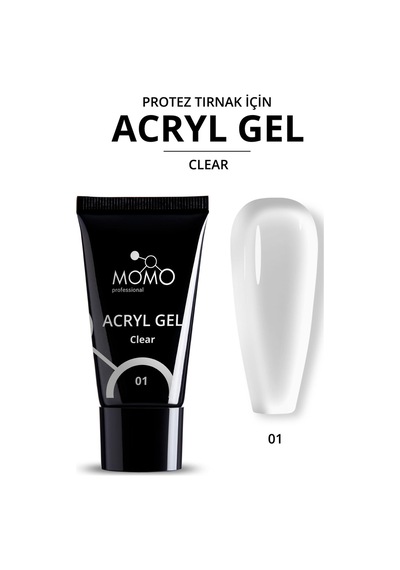 Momo Professional Protez Tırnak İçin Poly Gel Poli Jel Acryl Gel No.01 Şeffaf 30 Gr