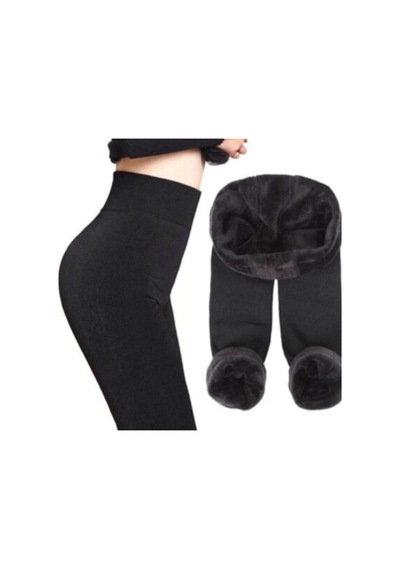 Fua Shop Kadın Siyah Şardonlu Peluş Tayt 2012Siyahl-Xl Siyah