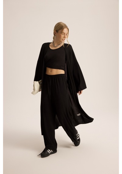 Mai Studios Co. Raina Siyah Kimono Basic Üçlü Takım Siyah