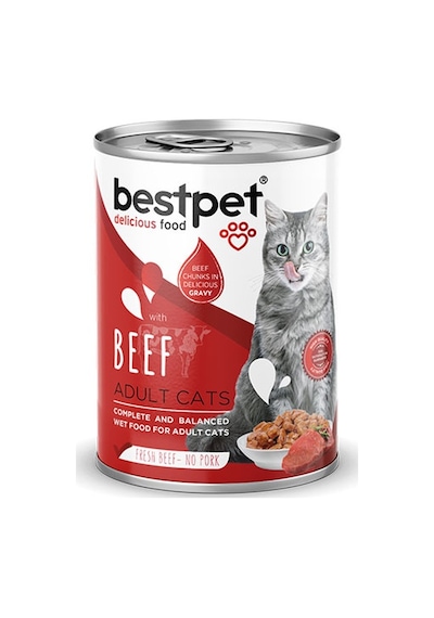 Bestpet Parça Etli Sığrlı Etli Yetişkin Kedi Konservesi 12 Adet 400 Gr 243-20014.03