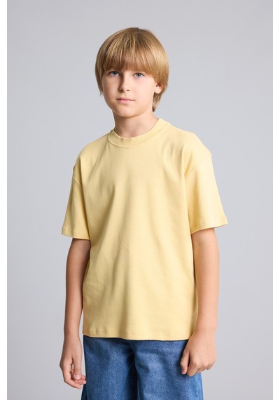 Defacto %100 Pamuk Oversize Bisiklet Yaka Kısa Kollu Basic Erkek Çocuk Tişört. G6486a826auyl506 Sarı-yl506