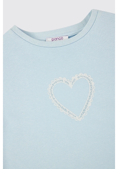 Panço Kız Çocuk Bisiklet Yakalı Mavi Sweatshirt