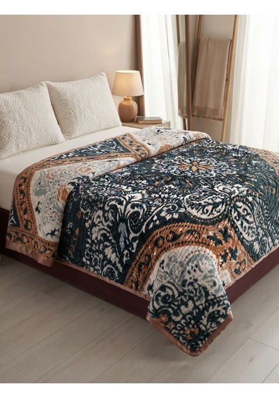 Aksu Çift Kişilik Kabartmalı Etnik Desenli Polyester Battaniye 200x240 Cm Çok Renkli