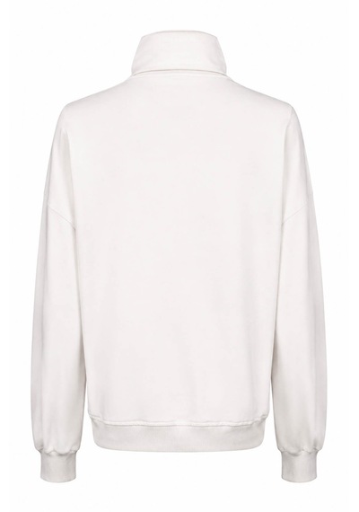 Trender Manhattan Baskı Yarım Fermuarlı Ekru Kadın Sweatshirt 27kdt1000023