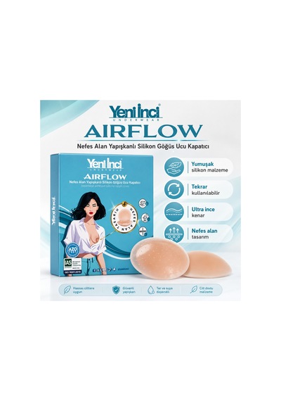 Yeni İnci Airflow Nefes Alan Yapışkanlı Silikon Göğüs Ucu Kapatıcı Ten