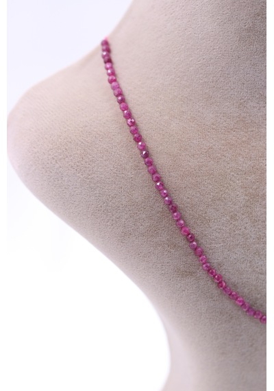 Yakut Taşı Doğal Taş Kolye Bileklik Seti Fasetli Kesim 3 Mm Pembe