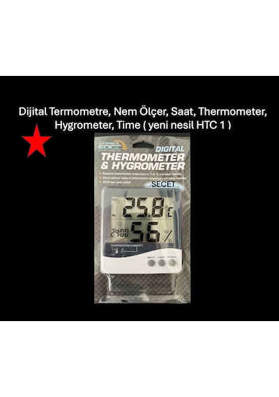 Dijital Termometre, Nem Ölçer, Saat Yeni Nesil Htc 1