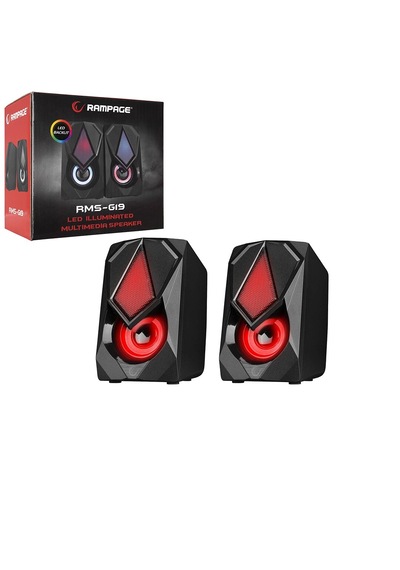 Siyah - Rgb Işıklı 1+1 Hoparlör Speakaer Set Usb Kablo 2.0 Multimedya - 5w 5332