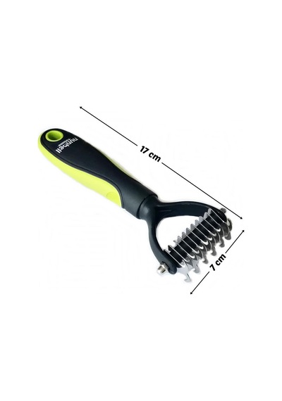 Nunbell Professional Çift Taraflı Tüy Kıtık Açıcı Köpek Tarağı Yeşil 17 CM