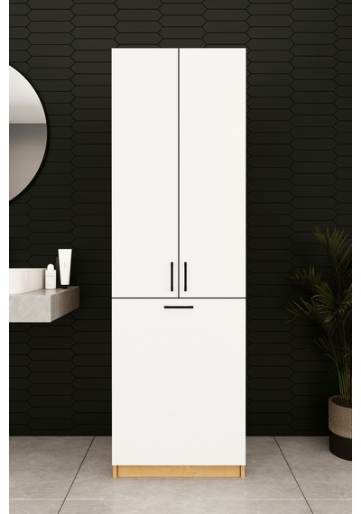 Modern Çamaşır Sepetli Çok Amaçlı Banyo Dolabı %100 Mdf Banyo Düzenleyici Dolap Bd06 Beyaz - Karına Modern Çamaşır Sepetli Çok Amaçlı Banyo Dolabı %100 Mdf Banyo Düzenleyici Dolap Bd06 Beyaz - Karına