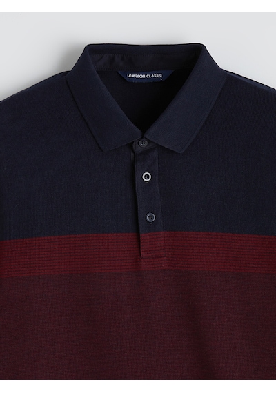 Lcwaıkıkı Classic Bordo Polo Yaka Renk Bloklu Erkek Sweatshirt