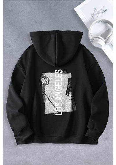 Nevermind Unisex Kadın Erkek Los Angeles 1998 Baskılı Oversize Sweatshirt 2 Siyah