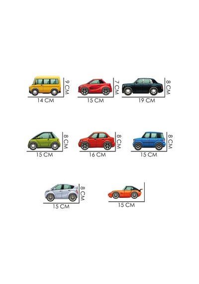 Minik Arabalar Çocuk Odası Dekoratif Duvar Sticker Yapışkanlı Folyo Genel