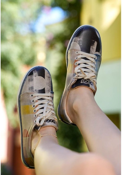 Kadın Vegan Deri Çok Renkli Sneakers - Geometric Shapes Tasarım