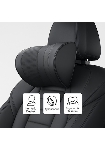 Polham Ayarlanabilir Ergonomik Boyun Ve Baş Desteği Yastık / Konforlu Sürüş, Maksimum Destek, Universal Siyah