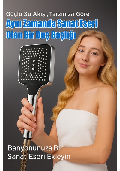 Kademeli Basınçlı Duş Başlığı Hibrit, Darbe Ve Yağmur Modu Yüksek Basınçlı Su Tasarruflu Gümüş P Diğer
