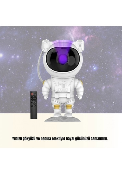 Astronot Nebula Yıldız Ve Ay Projeksiyon Lambası Bluetooth, Uzaktan Kumanda Ve Zamanlayıcı