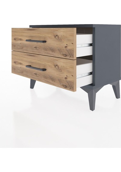 Arges Komodin 2 Çekmeceli 60x30x48 Antrasit-çam Antrasit