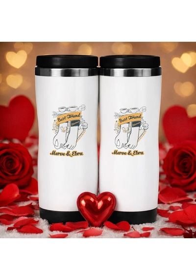 Bk Gift Kişiye Özel Best Friend Tasarımlı İkili Çelik Termos Bardak -3, Sevgiliye Hediye, Sevgililer Günü Hediyesi Kobitmeyencom36303 Bk Gift Renkli