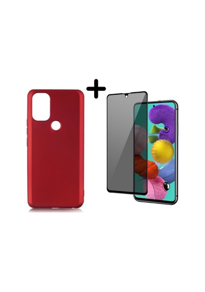 Omix X500 Soft Yumuşak Silikon Telefon Kılıfı Ve Hayalet Tam Kaplayan Cam Ekran Koruyucu Col179380-kırmızı
