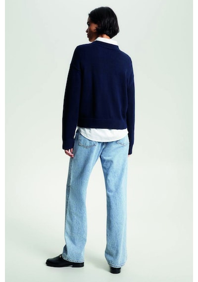 Tommy Hilfiger Bisiklet Yaka Triko Kazak Lacivert