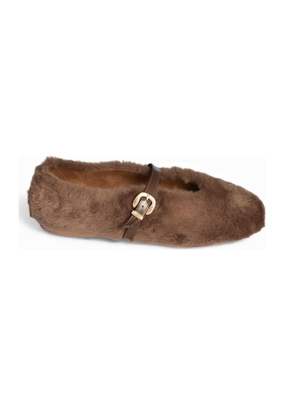 Fox Shoes V820105504 Kahverengi Peluş Günlük Düz Kadın Babet Kahverengi