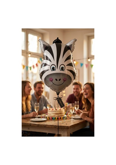 Safari Zebra Kafa Folyo Balon 28x46 Cm Safari Temalı Çocuk Doğum Günü Parti Süsü Çok Renkli