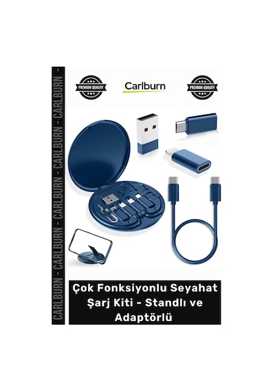 Özel Üretim Type C Usb Çok Fonksiyonlu Seyahat Şarj Kiti Standlı Adaptörlü Düzenleyici Kutu