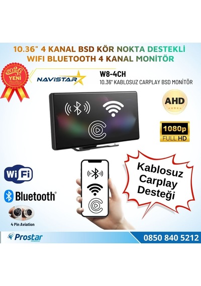 10.36 İnç Dokunmatik Monitör Kablosuz Carplay Wifi Bluetooth Fm Transmitter 256 Gb Destekli Tak Kullan