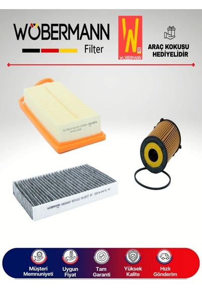 Wöbermann Citroen C2 1.4 HDI Filtre Bakım Seti 2004-2009 3'lü Karbonlu