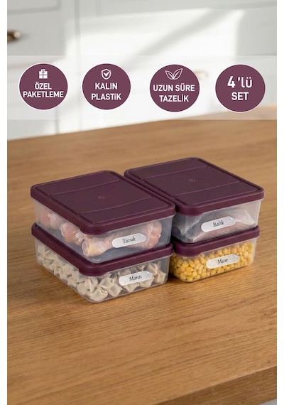 Selka Home 4 Adet 0.5 Lt. Nora Organizer Buzdolabı Buzluk Düzenleyici Saklama Kabı